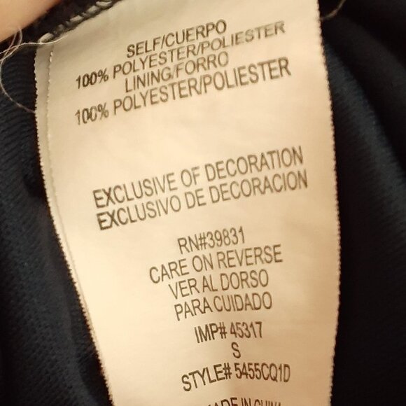 Sequin HEARTS Navy Lined Chiffon Baby Doll Dress; Above Knee; Size Small - Picture 5 of 6